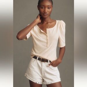 NWT Anthropologie Puff Sleeve Henley Top